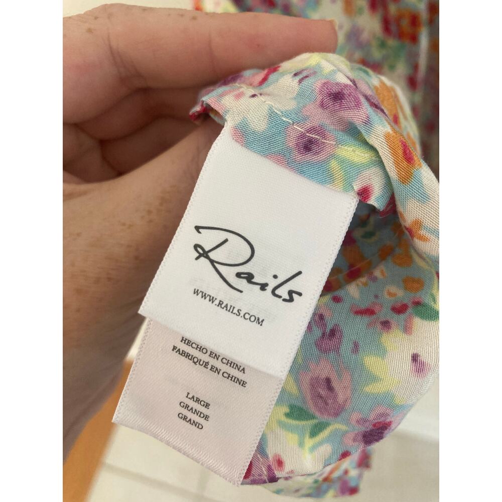 Revolve Rails Gigi Fleur Floral Sun Dress Flutter Sleeves L - Picture 12 of 14